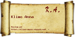 Klimo Anna névjegykártya