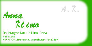 anna klimo business card